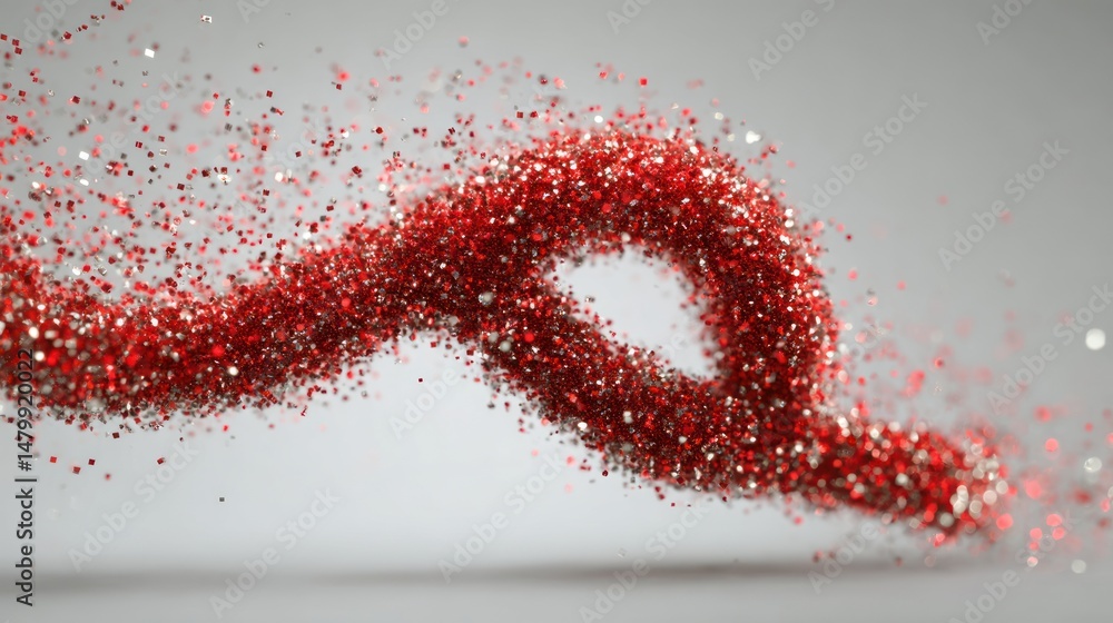 Poster abstract red glitter swirl: a dynamic composition of sparkling particles