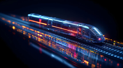 Futuristic High-Speed Train On Digital Tracks