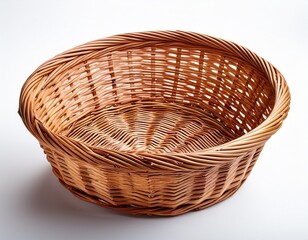 Fototapeta premium empty wicker basket isolated on white background perfect for graphic design projects