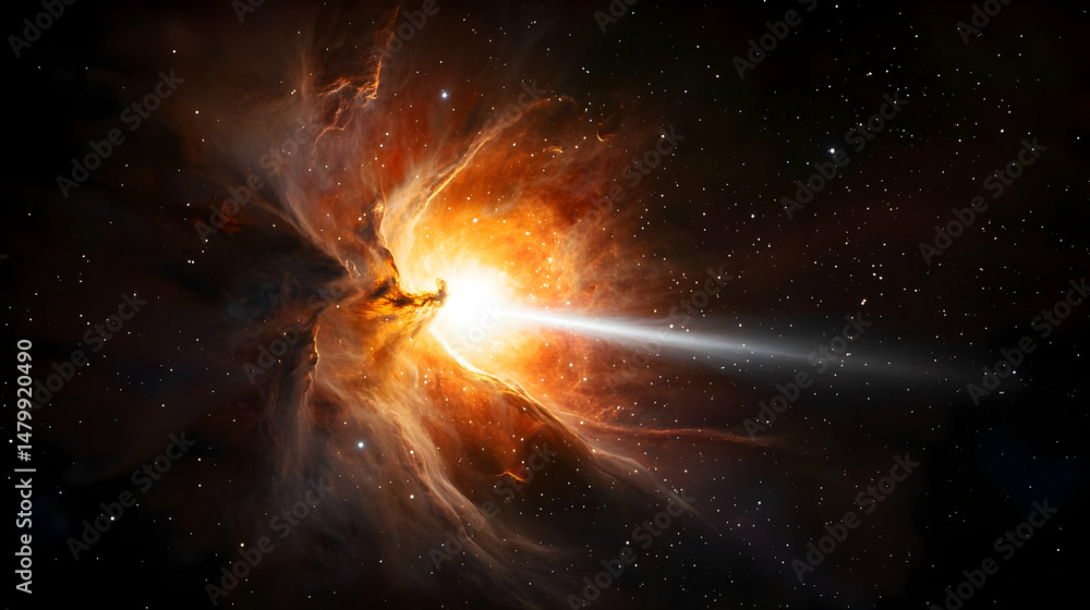 Poster galactic explosion with nebula and bright light