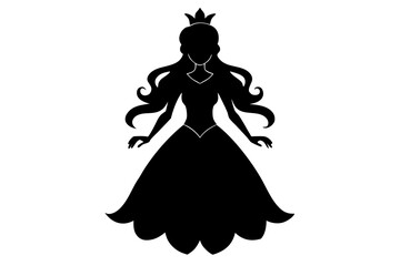princess silhouette vector, girl in a wedding dress silhouette vector