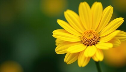 Close-up vibrant yellow daisy head, delicate petals , petal, fresh
