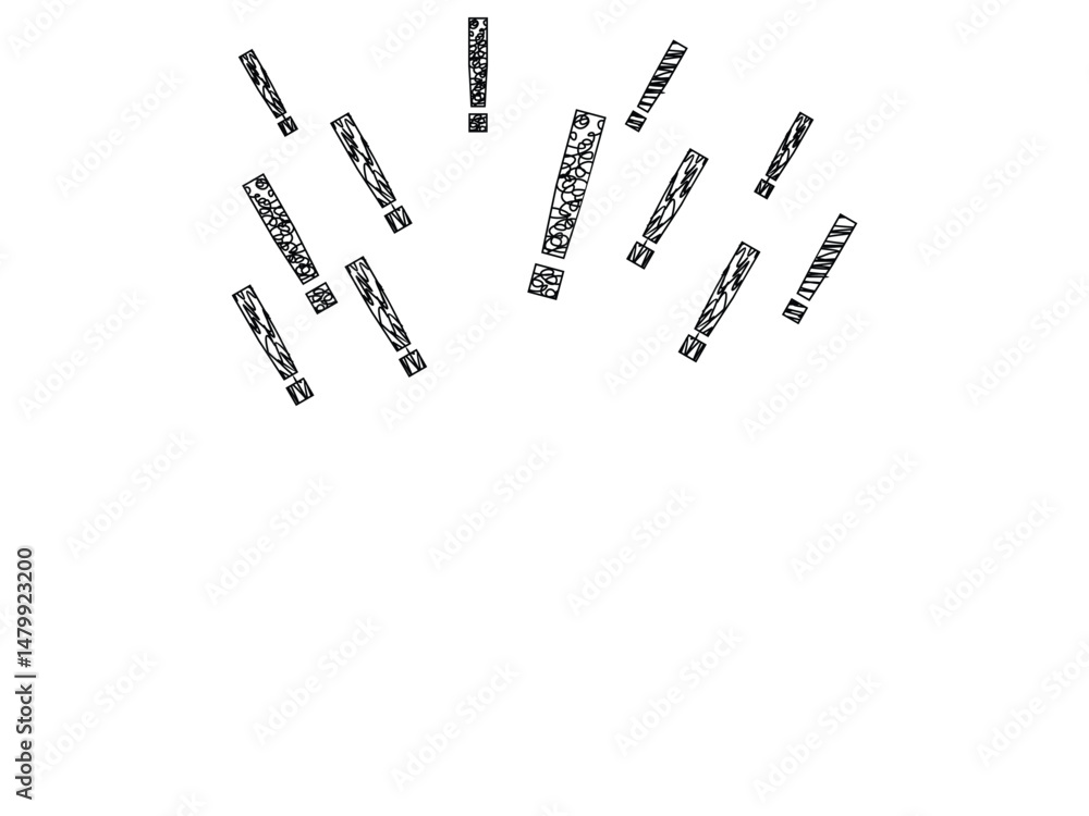 Poster hand-drawn exclamation mark symbol icon design vector isolated transparent background