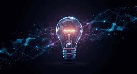 Glowing bulb in digital network