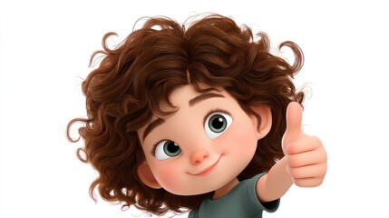 Adorable 3D Render of a Girl Giving a Thumbs Up