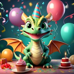 Dragon happy birthday card 