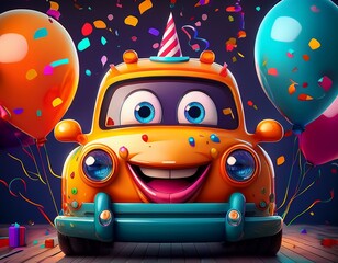 Race car cartoon card 