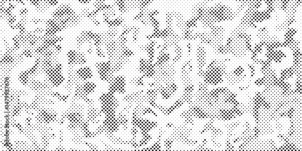 Aufkleber Abstract halftone seamless camouflage pattern. Repeating digital dotted hexagonal camo military texture background. Abstract modern fabric textile ornament. Vector illustration.