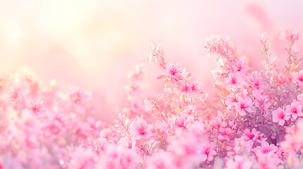 Obraz premium Pink Azalea bush in full bloom, set against a soft and vibrant spring background, ideal for desktop wallpaper
