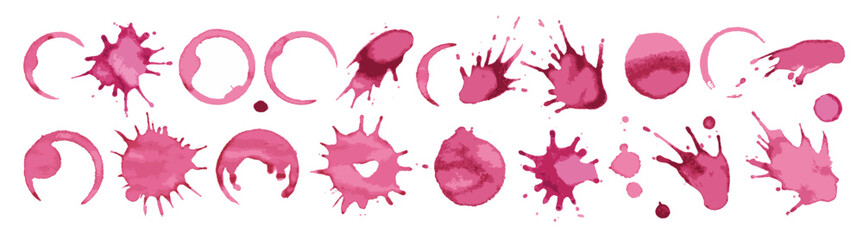 Collection of red vector splashes on a white background