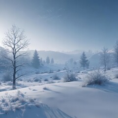 Obraz premium Frosty blue winter landscape, delicate snowflake silhouettes drift , snowflakes, frost, frozen