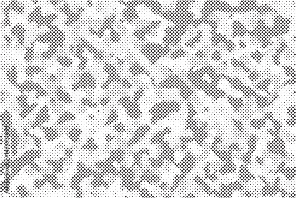 Poster Abstract halftone seamless camouflage pattern. Repeating digital dotted hexagonal camo military texture background. Abstract modern fabric textile ornament. Vector illustration.
