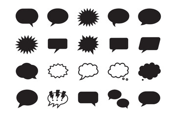 Comic speech bubbles set with chat and thought icons