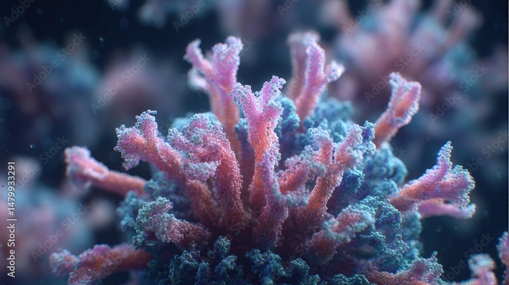 Aufkleber microscopic view of a virus particle: intricate details of a viral structure