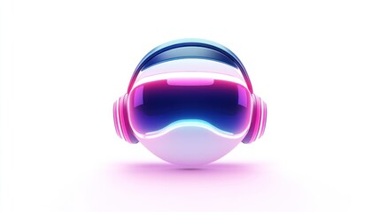 Futuristic head with VR headset and headphones