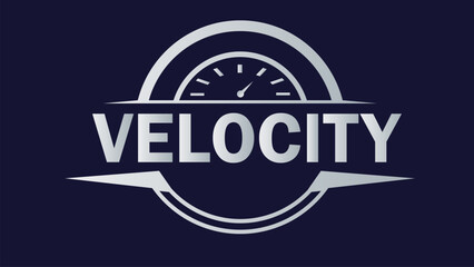 Velocity Logo Vector Illustration in Silver Gradient Navy Blue Background