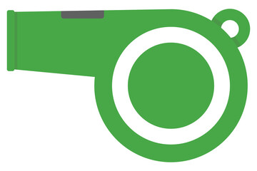 Green whistle flat icon vector isolated on white background.