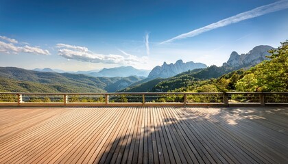 Obraz premium balcony view of mountains landscape sunny day terrace with a beautiful view background with beautiful landscape
