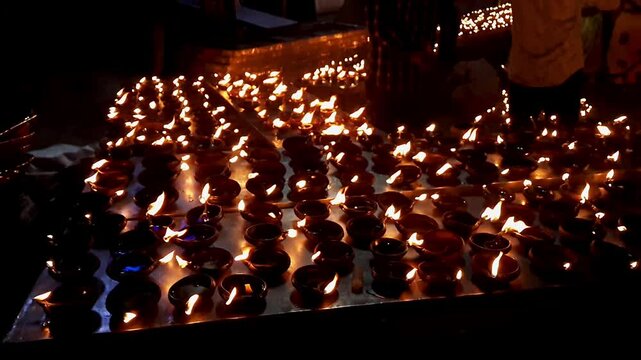 Video of thousands of clay diyas being lit by women during Hindu festival celebration in Bengaluru