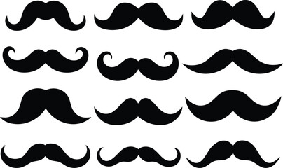 Moustache silhouette vector set, mustache icon
