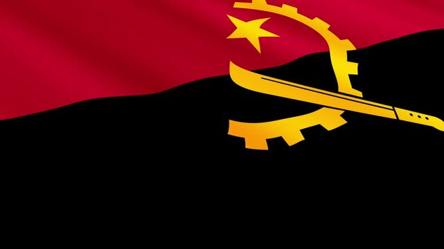 Angola Flag Waving Gently in the Wind, Close-Up Full-Frame Perspective, Soft Fabric Texture, Slow Motion, Natural Movement, Waving Flag Background