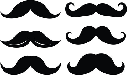 set of mustaches silhouette vector illustration