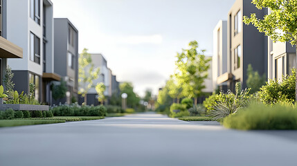 Modern Residential Street with Sunny Daylight