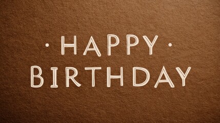 Fototapeta premium Happy birthday text on brown paper background with minimalist style font.