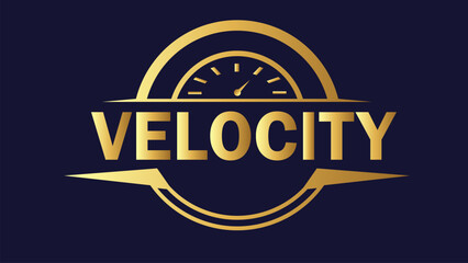 Velocity Logo Vector Illustration in Gold Gradient Navy Blue Background