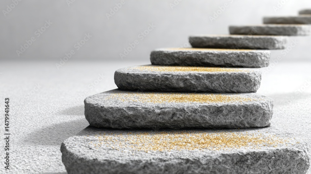 Poster a neatly arranged row of stepping stones leading forward symbolizing the concept of combining steps 