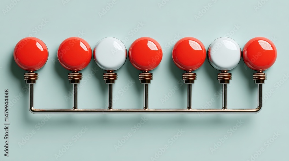 Poster a row of bright red and white light bulbs illuminating the concept of defined workflows and task mov