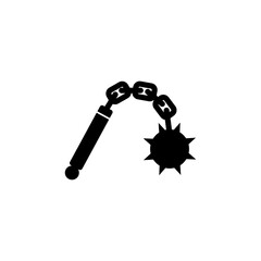 Bold vector icon of medieval flail, symbolizing ancient warfare and knight weaponry.