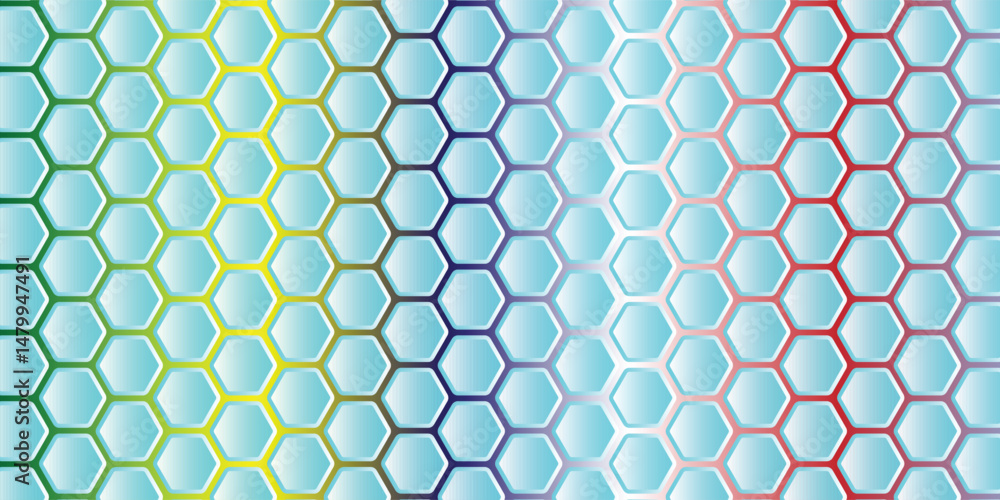 Poster white 3d hexagonal technology vector abstract background. blue bright energy flashes under hexagon i