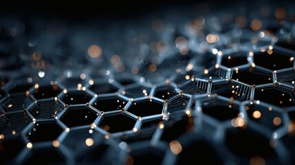 Detailed circuit design background with electric blue paths and dispersed hexagons on a smooth tech gradient 