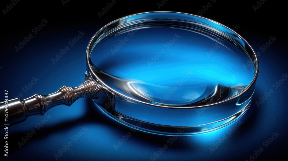 Poster a magnifying glass representing the concept of enhancing visibility to promote transparency in work 