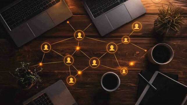 Laptop network collaboration image