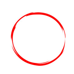 Grunge circle frame. Grunge circle drawn with brush strokes. A red circle drawn in ink. circle logo handrawn brush abstract for design grafis elemen