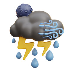 Cloudy night storm with moon and lightning