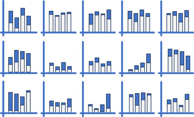 棒グラフのグラフィック素材イラストセット