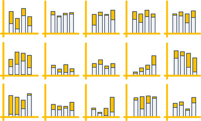 棒グラフのグラフィック素材イラストセット