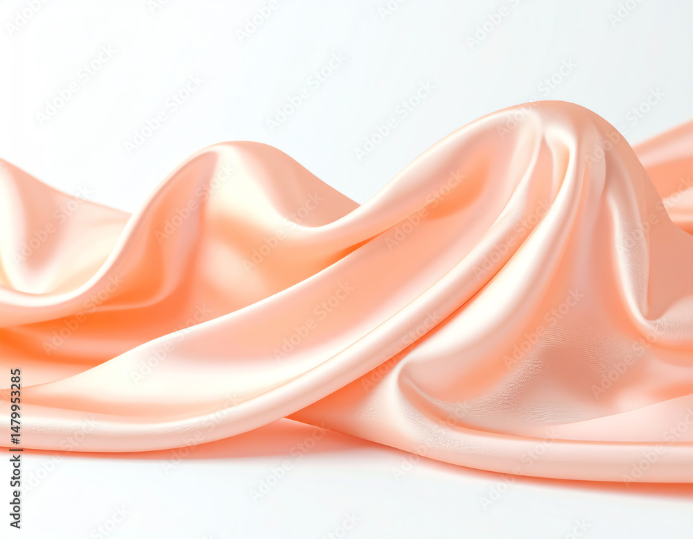 Poster soft, flowing fabric in a delicate peach hue creates an elegant and luxurious visual effect, emphasi