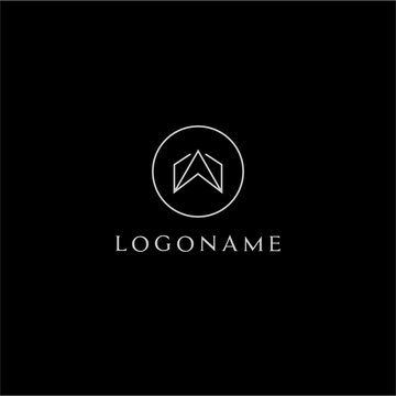 Minimalist Luxury Abstract Arrow Logo Design on Black Background