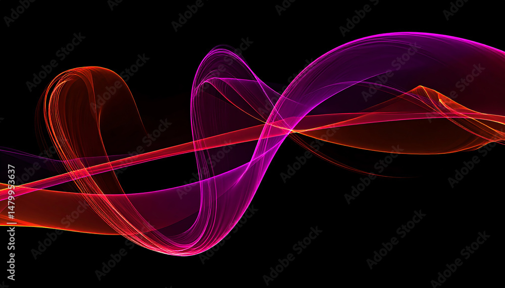 Poster colorful abstract waves create a mesmerizing visual effect against a dark background, showcasing flu