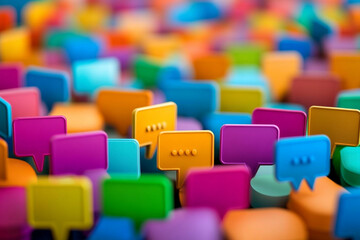 Obraz premium Colorful speech bubbles represent communication and conversation a vibrant array of messages