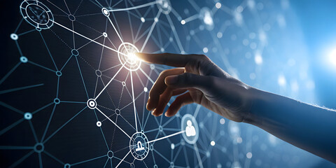 Digital connectivity in action technology interaction virtual space data visualization futuristic environment close-up view