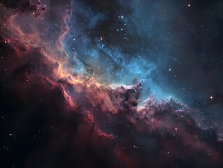 Fototapeta premium A colorful nebula in space, showcasing the beauty and mystery of celestial phenomena.