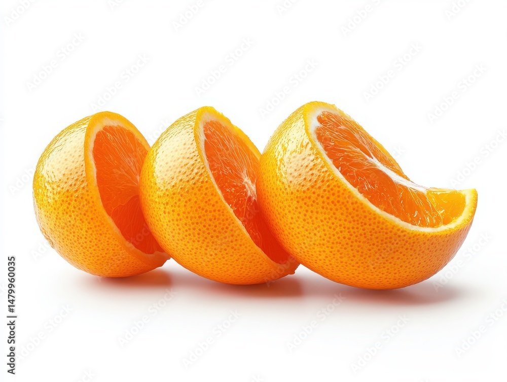 Poster sliced citrus line, a refreshing row of vibrant cut citrus fruits, neatly arranged and isolated on a