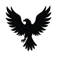 a black silhouette of a eagle bird on vector art illustration