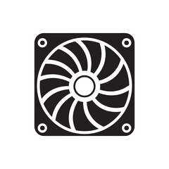 Computer Fan Silhouette Vector - Black and White Minimal Design