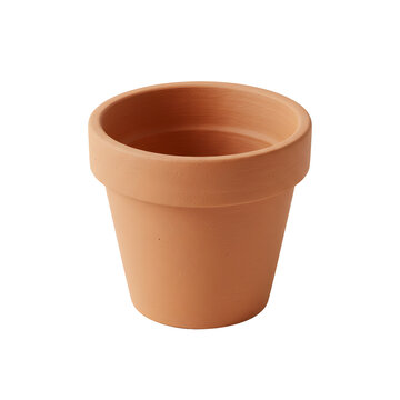 Empty terracotta flowerpot on transparent background, ready for planting